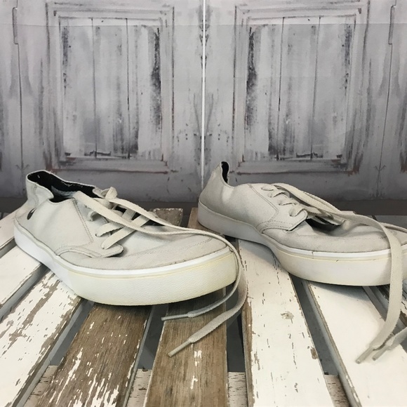 Nike White Black Canvas Sneaker Mens Lace Tie Shoe - Picture 2 of 6